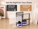 KUJECT X-LARGE SHOE STORAGE BOXES 12 PACK, CLEAR STACKABLE SHOE ORGANIZER BLACK - Like New