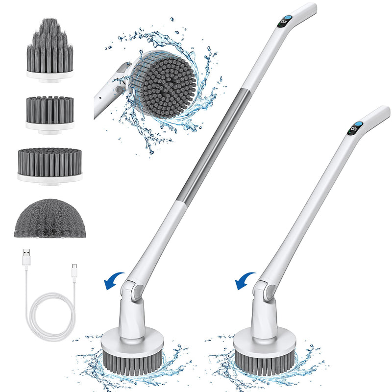 JoinHere Electric Spin Scrubber for Bathroom Power Shower Long Handle - White Like New