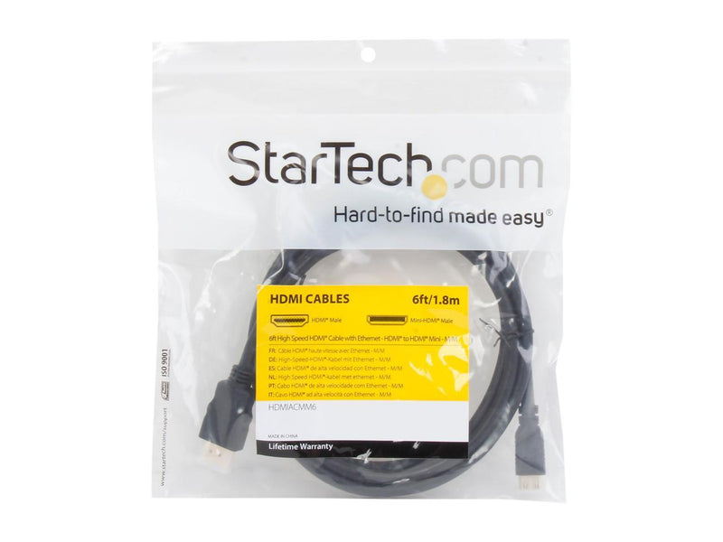 StarTech.com HDMIACMM6 6 ft. Black HDMI to Mini HDMI HDMI to Mini HDMI Cable for