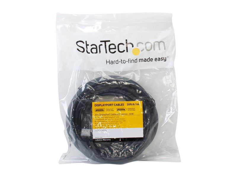 StarTech.com DISPLPORT20L 20 ft Black DisplayPort Cable with Latches - M/M Male