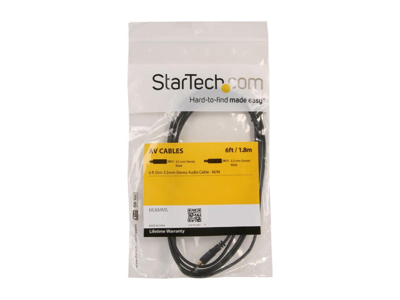 StarTech.com MU6MMS Slim 3.5mm Stereo Audio Cable Male to Male