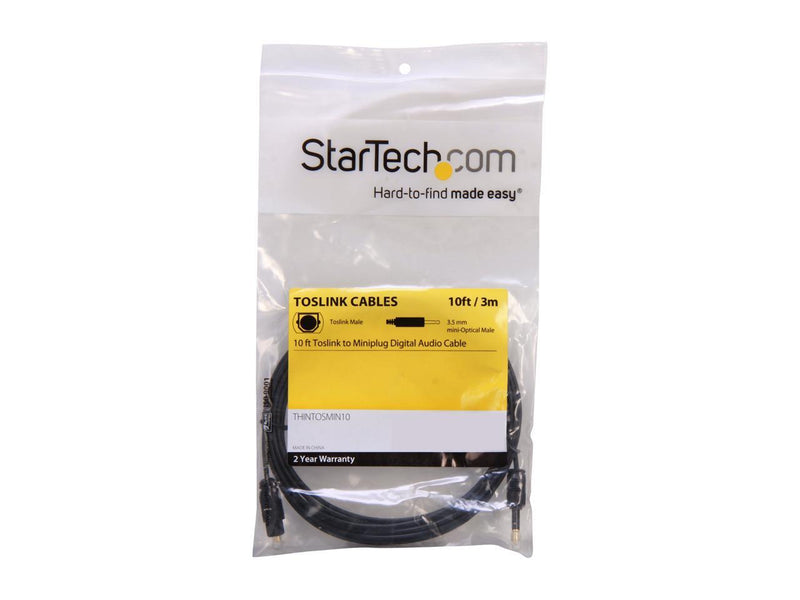 StarTech.com Model THINTOSMIN10 10 ft. Toslink to Miniplug Digital Audio Cable