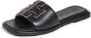 TORY BURCH WOMEN'S DOUBLE T SPORT SLIDES - BLACK/GOLD - SIZE 7 - Like New