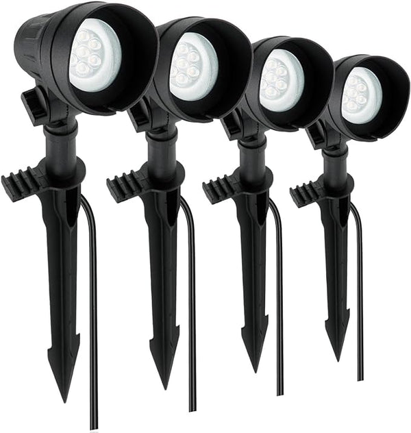 HOME ZONE Security LED Spot Light Low Voltage Outdoor LED 4-Pack - Black Like New