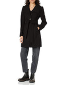 22QMW539 GUESS WOMEN'S LONG BUTTON FRONT BELTED WOOL WALKER BLACK XL - Brand New