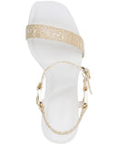 KL257921 WOMEN'S CYBIL EVENING ANKLE STRAP DRESS HEEL SIZE 8.5 NAT/WHITE - Like New