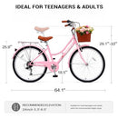 QARSWA C-100 24/26 Inch Women's Beach Cruiser Bike, Shimano 7S, - PINK - Like New