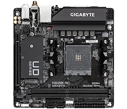 GIGABYTE A520I AC AMD A520 SOCKET AM4 MINI ITX DDR4-SDRAM MOTHERBOARD - BLACK - Like New