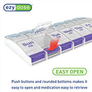 EZY DOSE PUSH BUTTON 7-DAY PILL CASE AM/PM, X-LARGE COMPARTMENTS - BLUE/PURPLE - Brand New