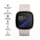 FITBIT SENSE ADVANCED SMARTWATCH, WHITE/GOLD, S&L BANDS INCLUDED FB512GLWT - Like New