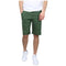 GALAXY MEN'S 5-POCKET FLAT-FRONT STRETCH TWILL CHINO SHORTS SIZE: MEN 36 - OLIVE - Brand New