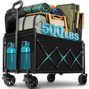 EXOVYN COLLAPSIBLE WAGON CART - FOLDING UTILITY 500LBS HEAVY DUTY (BLACK, 220L) - Like New
