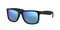RAY-BAN FRAME-MATTE RUBBER BLACK BLUE MIRROR LENSES 622/55 RUBBER MATTE BLACK - Like New