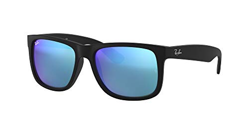 RAY-BAN FRAME-MATTE RUBBER BLACK BLUE MIRROR LENSES 622/55 RUBBER MATTE BLACK - Like New