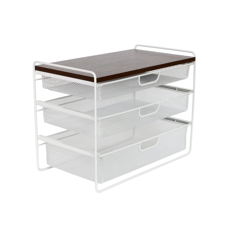 ORIGAMI CRAFT DESKTOP ORGANIZER - WHITE/WALNUT - Like New