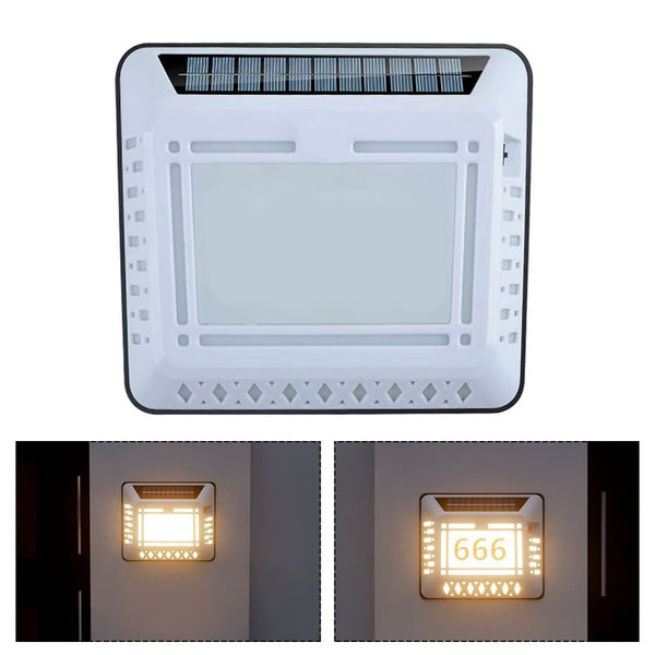 SOLAR DOORPLATE NUMBER LIGHT FRONT DOOR OUTDOOR WALL - WHITE - Like New