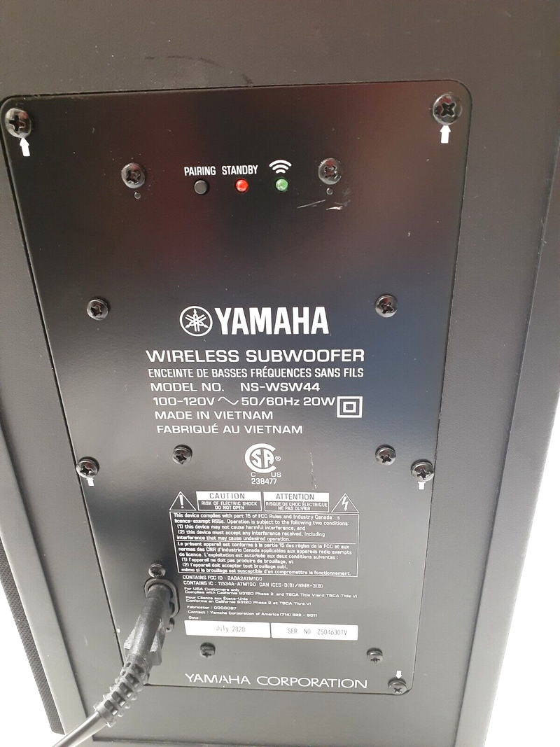 YAMAHA NS-WSW44 WIRELESS SUBWOOFER ONLY - BLACK Like New