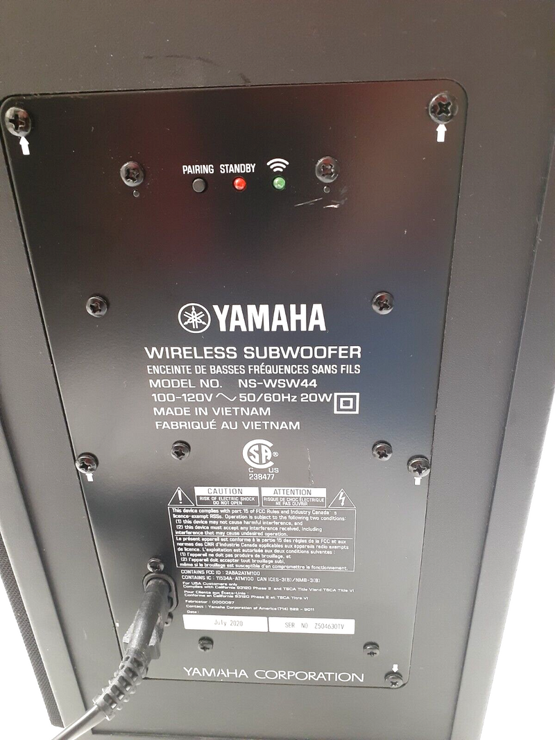 YAMAHA NS-WSW44 WIRELESS SUBWOOFER ONLY - BLACK - Like New YAMAHA NS-WSW44 WIRELESS SUBWOOFER ONLY - BLACK - Like New