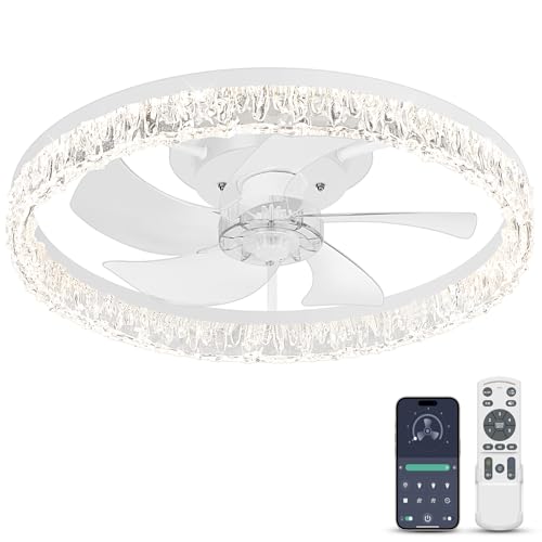 Matulsa Ceiling Fans with Lights and Remote Control, 20'' Low Profile-White - Like New