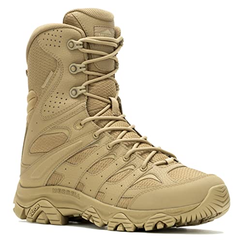 J004107 Merrell Men's Moab 3 8" Zip Tactical Boots Dark Coyote Size 10 - Like New