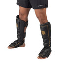 Sanabul Gold Strike Pro Kickboxing MMA Shin Guards - Black/Gold X-Large - Brand New