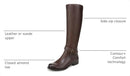 Naturalizer Women's Jaya Wide Calf Knee High Boot Chocolate Brown Leather 11 W - Brand New