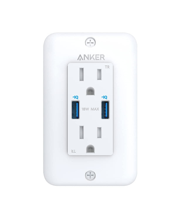 ANKER POWEREXTEND USB WALL OUTLET 2 AC OUTLETS A9321 - WHITE - Like New