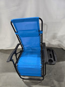 YOMIFUN ZERO GRAVITY CHAIR WITH REMOVABLE PILLOW, SIDE TABLE - LIGHT BLUE - Like New