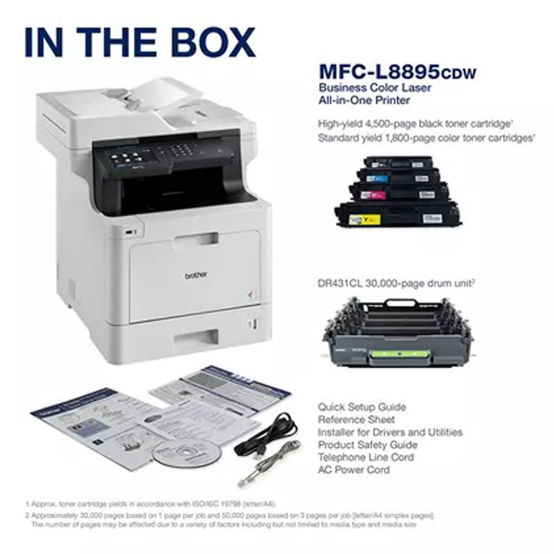 Brother Printer Business Color Laser All-in-One Duplex Print MFC-L8895CDW Like New