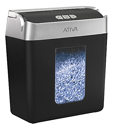 ATIVA 8-SHEET MICRO-CUT LIFT-OFF SHREDDER WITH HANDLE - BLACK/SILVER - Brand New