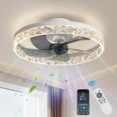 AHAWILL CRYSTAL CEILING FANS WITH LIGHTS, 19.7" FLUSH MOUNT CEILING FAN - WHITE - Like New