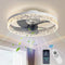 AHAWILL CRYSTAL CEILING FANS WITH LIGHTS, 19.7" FLUSH MOUNT CEILING FAN - WHITE - Like New