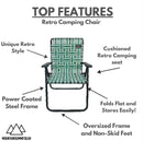 MOUNTAIN SUMMIT GEAR Retro Webbed Camping Chair Caddis Sports - Sage Green - Brand New