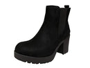 REFRESH Club-01 Women's Slip On Chunky Heel Ankle - Black Suede - 6 - Brand New
