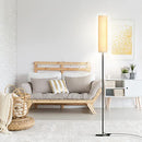 Square LED Floor Lamp with Fabric Shade for Living Room, Black - Like New
