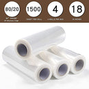 Prinko 18"x1500ft x 80 Gauge Thick Cast Pallet Stretch Wrap, 4 Rolls B094KY69HJ - Brand New