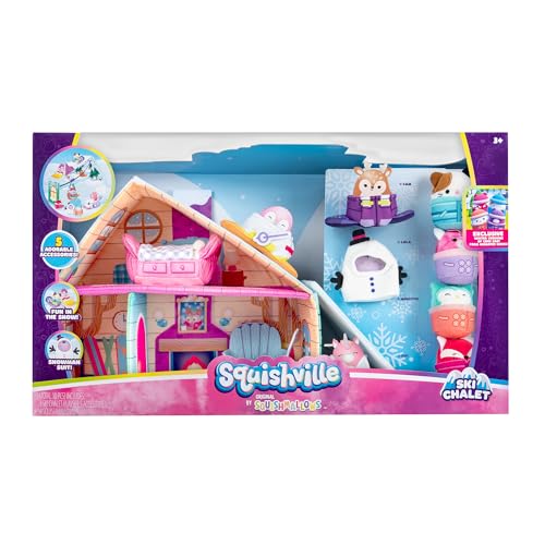 Squishville by Original Squishmallows Ski Chalet - Includes Four 2-Inch Skis - Like New