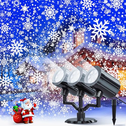 GUSODOR CHRISTMAS PROJECTOR LIGHTS OUTDOOR - UPGRADED 3-HEAD - BLACK - Like New