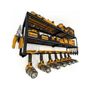 SAZMOS POWER TOOL ORGANIZER WALL MOUNT 7 DRILL HOLDER TOOL SHELF - BLACK - Like New