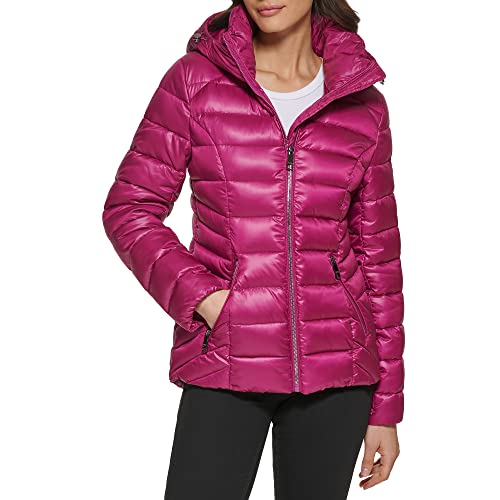 GUESS WOMEN'S MIDWEIGHT PUFFER JACKET SIZE: WOMEN XL QUILTED MAGENTA - Like New