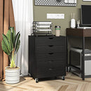 YITAHOME 5 Drawer Chest Mobile File Cabinet with Wheels Home Office - Black - Brand New