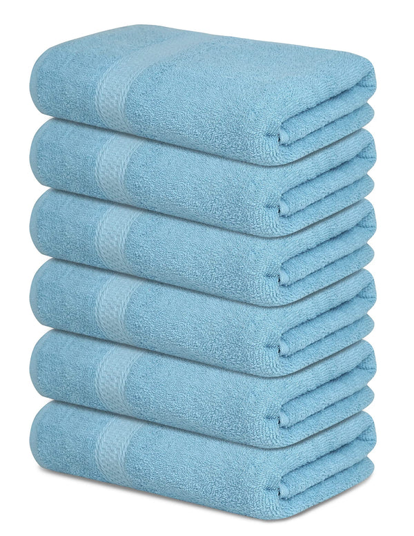 BROOKLYN LINEN COTTON BATH TOWELS | 22X44 | PACK OF 6 - AQUA - Brand New