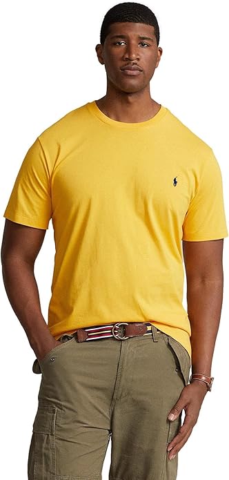 BLACK HORSE CLUB POLO RALPH LAUREN MEN'S SLIM FIT ICONIC MESH POLO - M - YELLOW - Like New