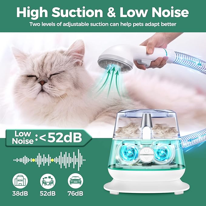 POSEAG 7-in-1 Pet Grooming Kit & Pet 99% Hair Low Noise 5 Tools - White Like New