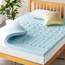 MELLOW 3" 5-ZONE MEMORY FOAM MATTRESS TOPPER COOLING GEL INFUSION QUEEN BLUE - Brand New
