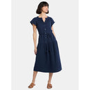 TIME AND TRU WOMEN'S DOUBLE CLOTH COTTON MIDI DRESS - SIZE: WOMEN XL - DARK NAVY - Brand New
