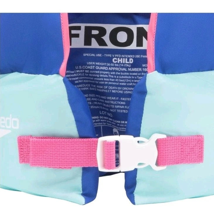 SPEEDO SAFE SPLASHER COAST GUARD APPROVED SWIM VEST 30 TO 50 LBS. - GREEN/FISH - Brand New