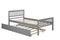 TWIN BED TRUNDLEPLATFORM BED FRAME WITH HEADBOARD AND FOOTBOARD - GRAY - Like New