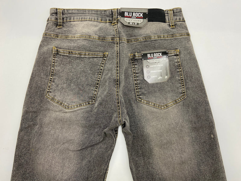 BLU ROCK MEN'S FLEX STRETCH SLIM FIT STRAIGHT JEANS - SIZE: MEN 30X31 - GRAY - Brand New
