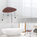SUMGREEN Adjustable Bamboo Shower Seat Waterproof Fanshaped Shower Stool Brown - Brand New